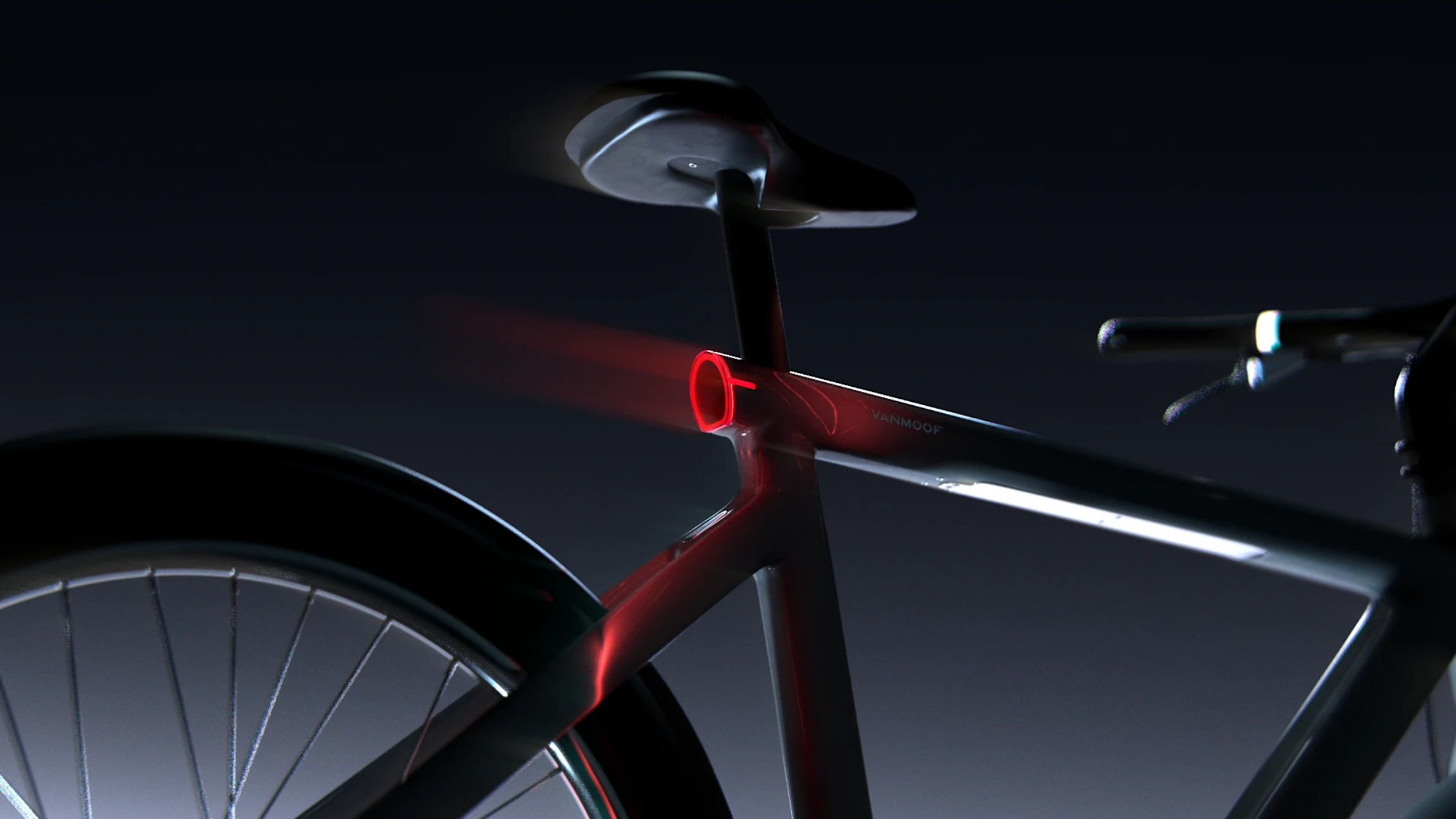 VanMoof S5 bike in dark lighting